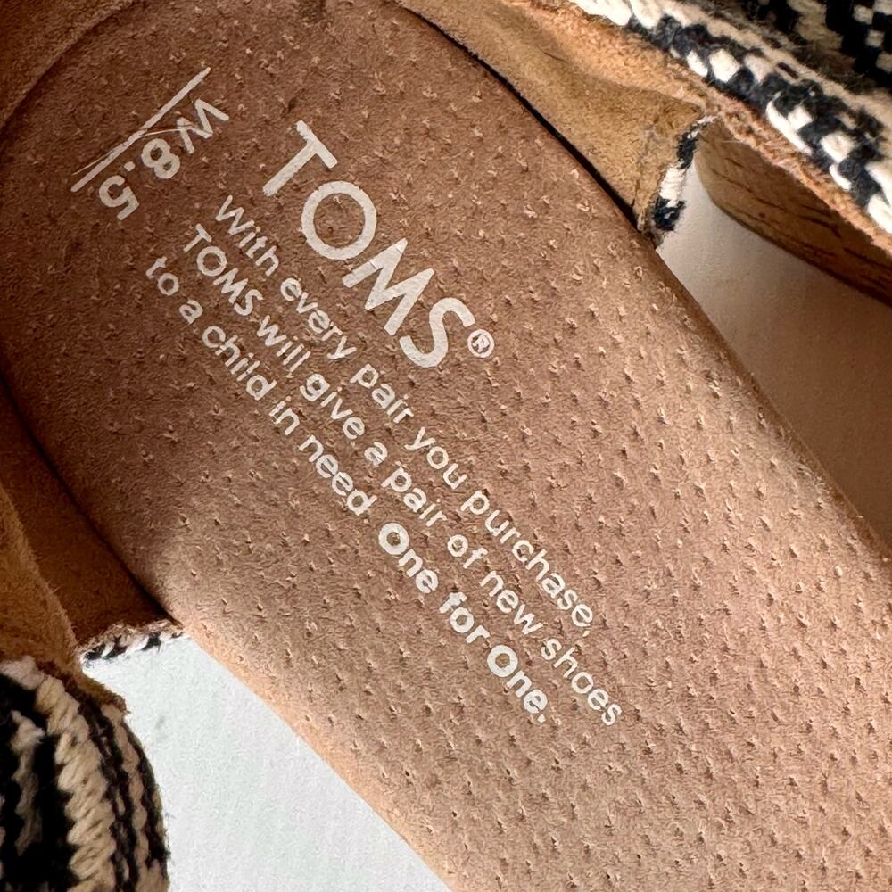 TOMS Espadrille Wedge Sandals Women's 8.5 Aztec Boho Summer Print Black White - Picture 8 of 12